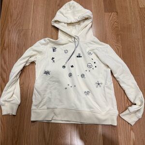 Scotch & Soda Cream Hoodie with Graphic Accents